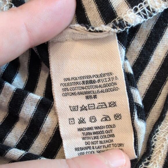 We The Free Free People Women’s Striped Peplum Long Sleeve Top Black Gray S - Picture 4 of 7